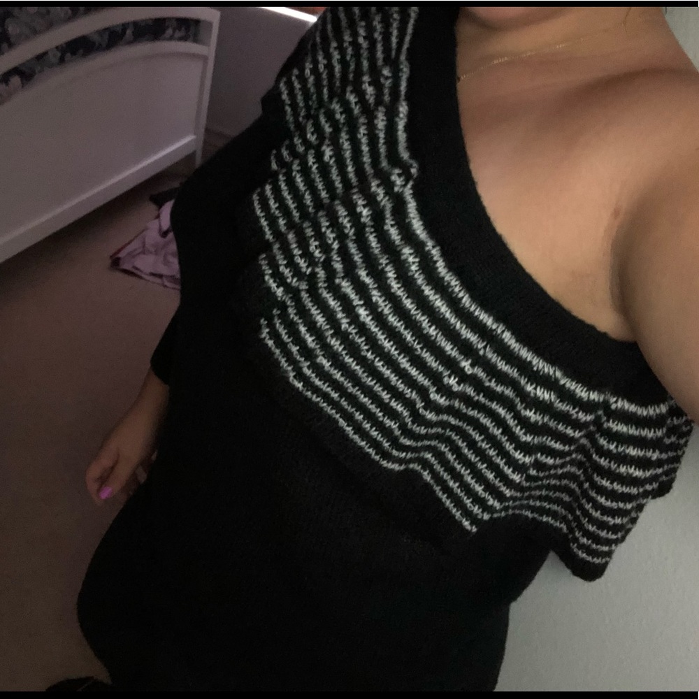 One shoulder ruffled sweater